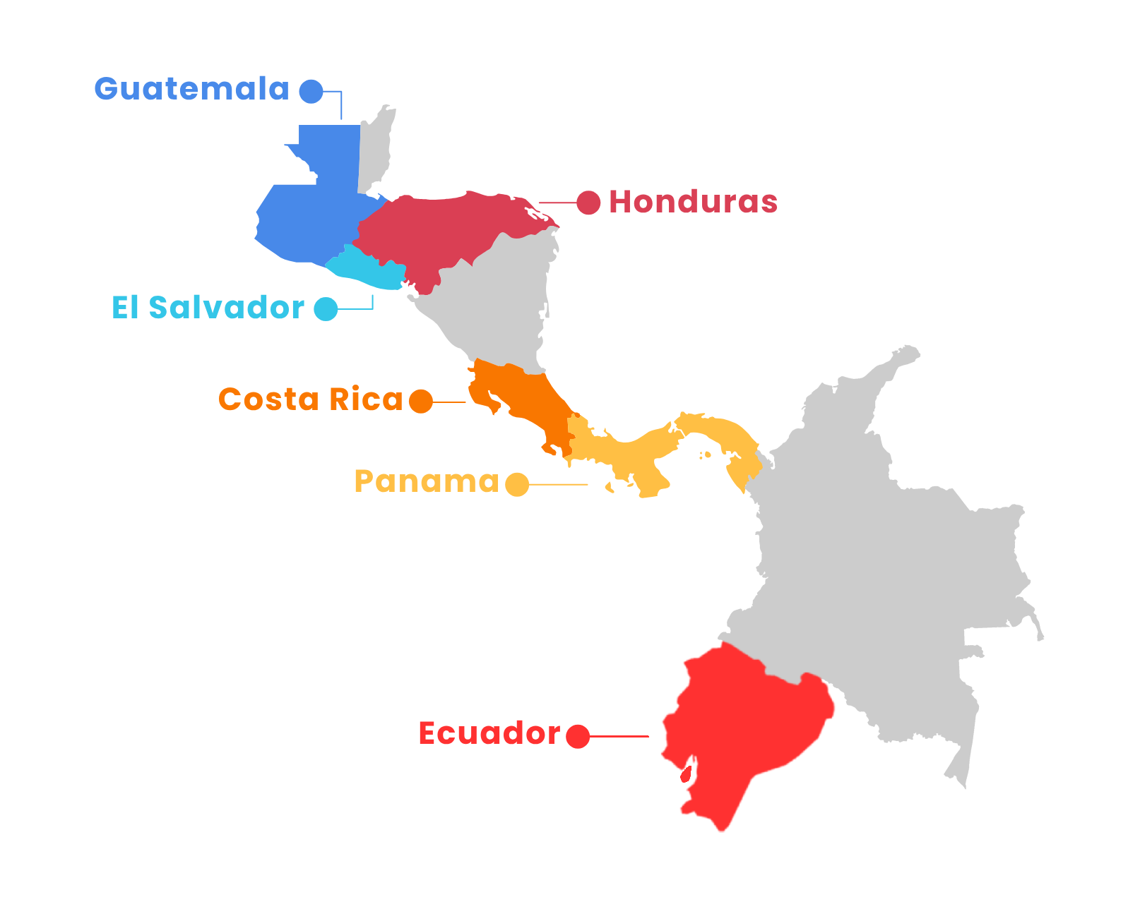 Mapa de presencia en Latinoamérica
